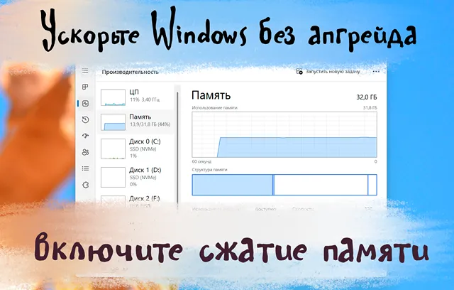 Иллюстрация к статье «Улучшаем производительность Windows 11: включаем сжатие памяти»